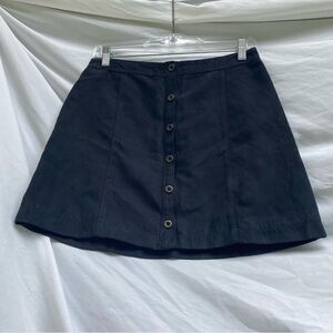 Hollister black mini skirt with buttons, size 3